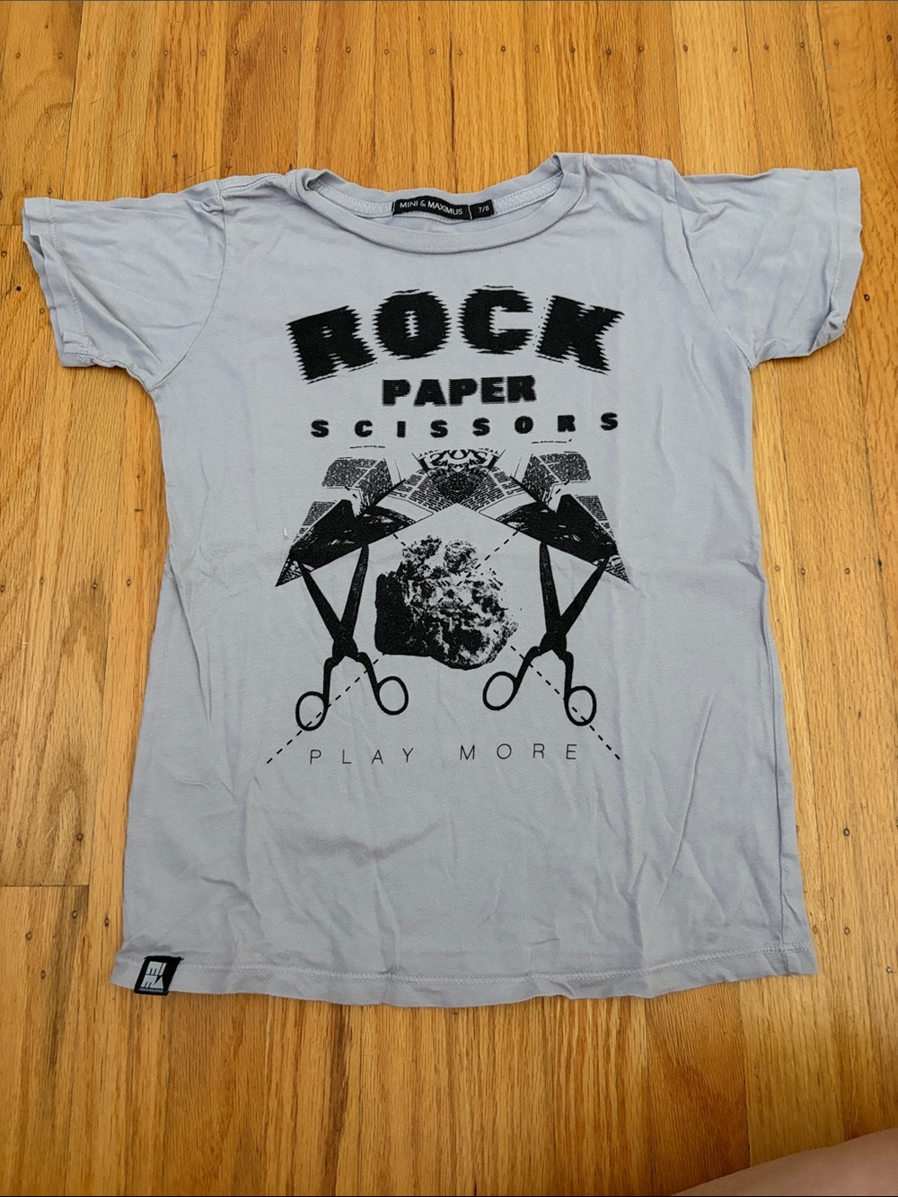 Mini & Maximus Kids Graphic 'Rock Paper Scissors' Tee - Light Gray